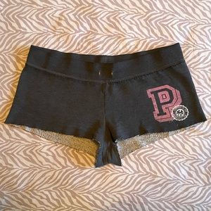 VS PINK Lounge/Workout/Yoga/Pajama Cute Cutoff Booty Shorts Grey Mid/Low Waist